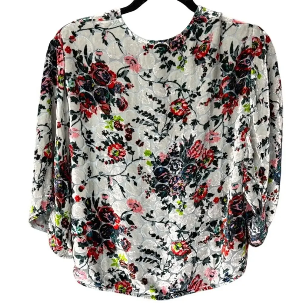 Maeve Umi Wrap Top Velvet Burnout Floral Silk Blend Boho Indie Anthro Style XS